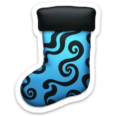 A black and blue swirl stocking with the name Kaylee on it  sticker