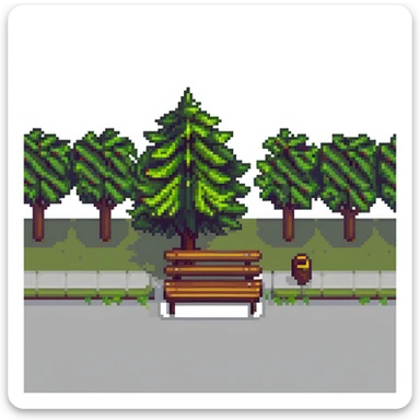 simple iconic city park with tree and bench sticker
