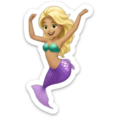 blonde girl mermaid dancing sticker