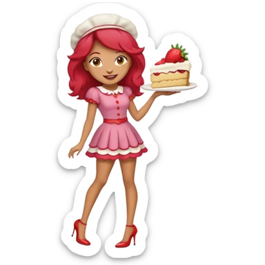 pretty and cute realistic modern day strawberry shortcake full body with high heels emoji sticker