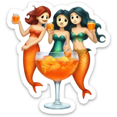 Three mermaids drinking aperol sticker
