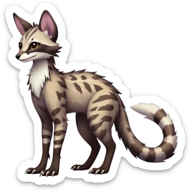 Feral Rare Fantasy dark pastel Vernid-Sergal-Genet-Trico-species by LiLaiRa, random markings, tufted tail, tufted ears, full body sticker