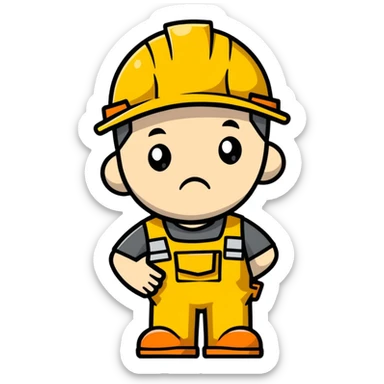 sad construction worker sticker