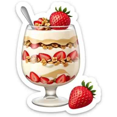 yogurt parfait with layers of granola and strawberries  sticker