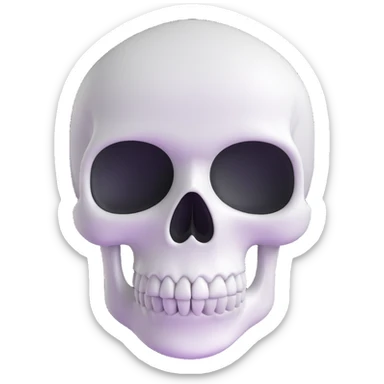 A cute, white-colored skull with soft, rounded features and a friendly expression, looking whimsical not frightening sticker