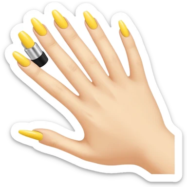 Generate a high-quality illustration of a generic hand with yellow nail polish being applied, flat vector or simple cartoon style, no recognizable person, no facial features, no brand markings, simple white background, high-resolution.
 sticker