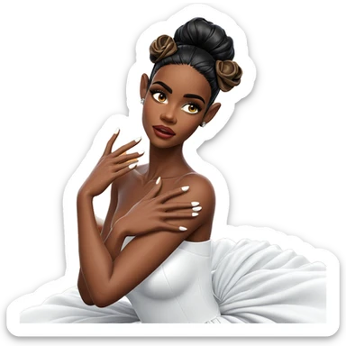 dark beauty in white dress sticker