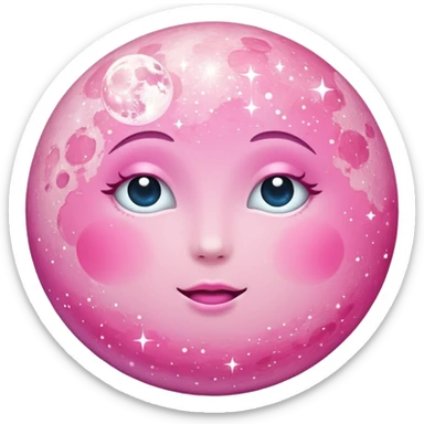 Pink sparkly moon sticker