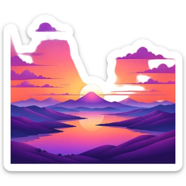 Epic beautiful orange-purple sunset dusk dawn sunrise gradient colorful sky aesthetic scenery scene full image  sticker