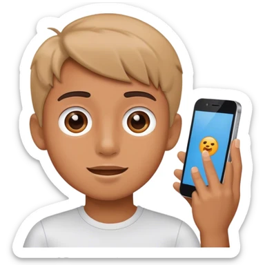 a boy recording a video with phone sticker