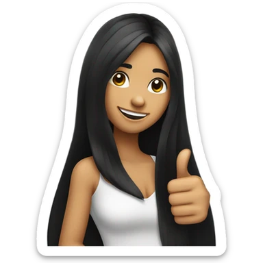 a girl with long black hair thumbs up sticker