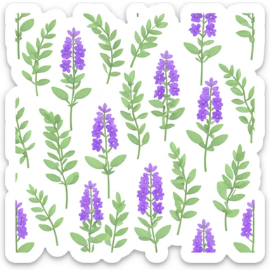 3D iOS style rendering of woodland sage, emphasizing the vertical purple flowers and bushy green leaves, suitable for an app icon sticker