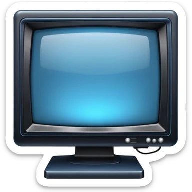 old computer monitor with a blue glowy screen sticker