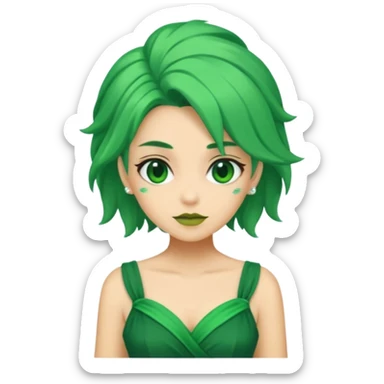 green dress old character, green hair. sticker