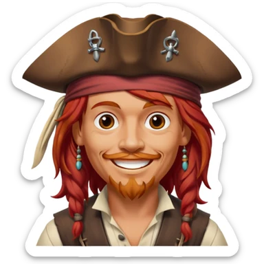 Jack Sparrow, red hair, cheerful smile sticker
