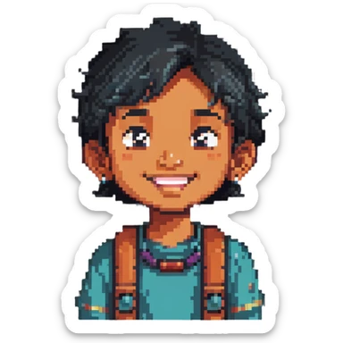 happy Indian kid listening to a story sticker