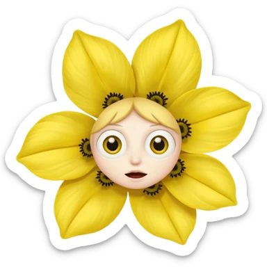five leaved yellow anemone eyes mouth sticker