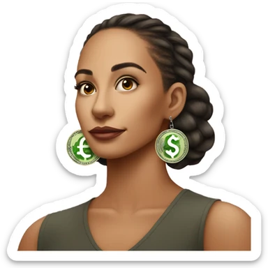 $  symbol dollar  shaped earings woman wearing sticker