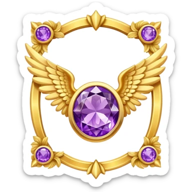 4th place award Number in frame decorated with golden angel  wings and amethyst  stone sticker