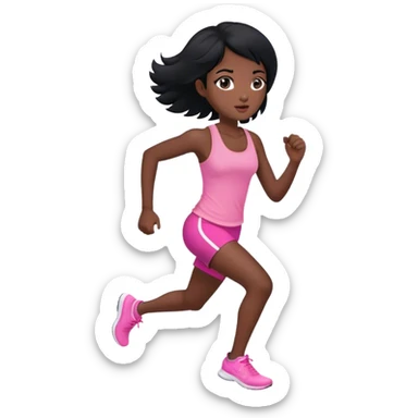 black hair girl pink tank top running sticker