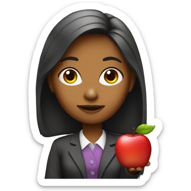 Girl teacher with Apple sticker