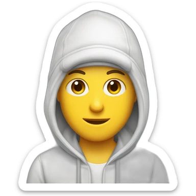 caucasian product designer with a hood and snapback hat sticker