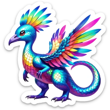 Shiny Colorful Exotic Tropical Pokémon-Fakémon-hybrid-creature (full body) sticker