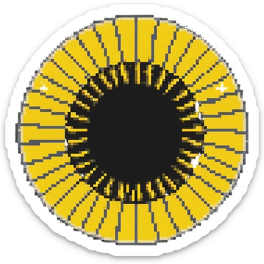 pixel art sun without face, just a yellow circle with rays sticker