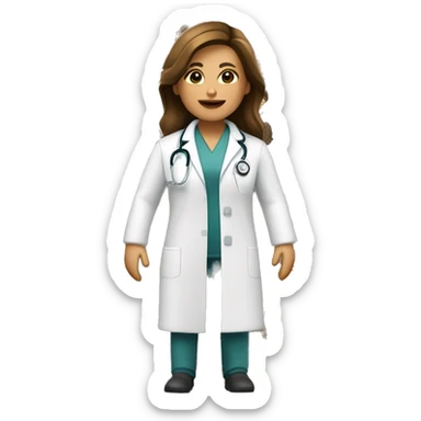 doctora de piel blanca con pelo castaño oscuro ondulado y largo sticker