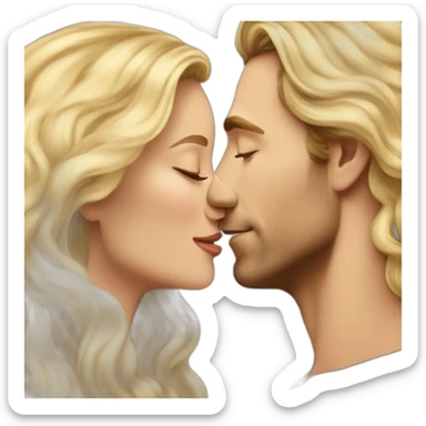 Tom Hiddelston kissing blond woman with very very long wavy hair sticker
