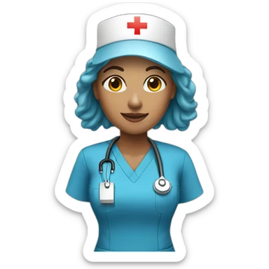woman nurse with blue scrubs sticker