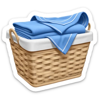white LAUNDRY BASKET WITH FOLDED blue CLOTHES sticker
