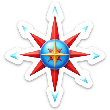 Blue morning star with red core, space navigation symbol sticker