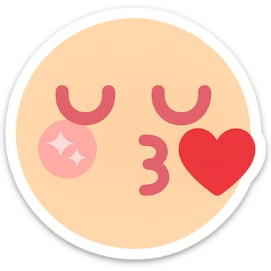 Add a red heart to the kissing emoji with eyes closed, keep the background transparent, maintain the emoji style and details. sticker