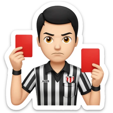 Referee with red card black hair and angry face  sticker