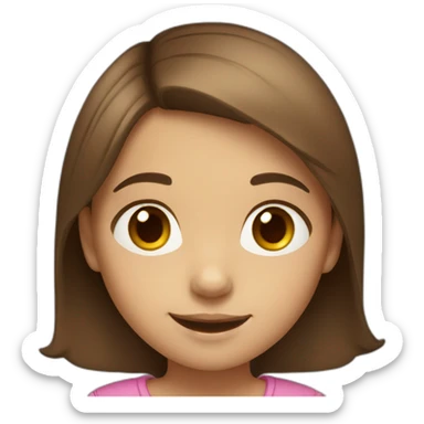 little girl with brown hair and brown to light skin smiling sticker