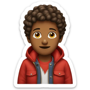 Brown kid wearing a red jacket sticker