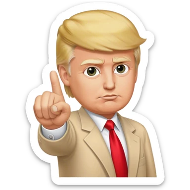 Super realistic Donald Trump pointing index finger up, realistic face sticker