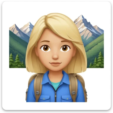 girl backpacking, travelling mountains background sticker