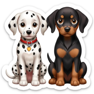 1 Dalmatian adult + 1 dobermann puppy sticker