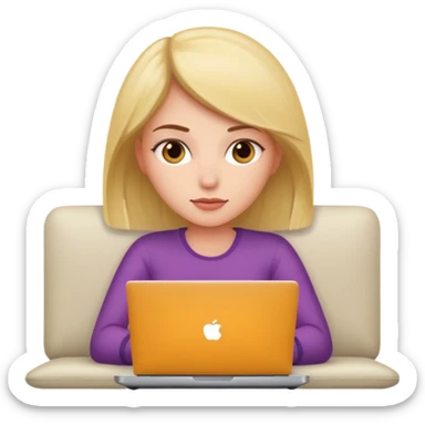 A girl is lying on the couch with a laptop, working sticker