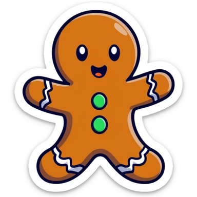 half-eaten gingerbread man with shocked expression sticker
