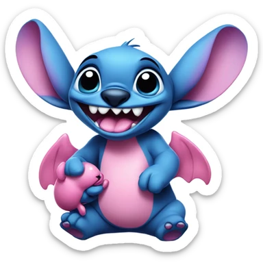 Blue and pink Stich kiss from lilo and stich sticker