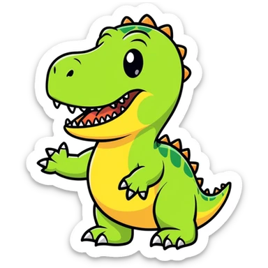 tongue out with hands to the side dinosaur sticker