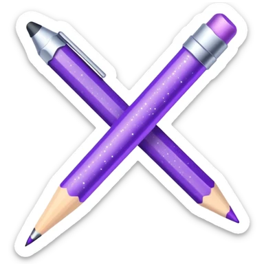 Glitter Purple and Cian pencil hand write  sticker