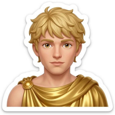 Mercury from Roman Mythology with hazel eyes, blonde hair, gold metallic cloak sticker