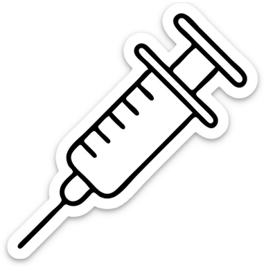 A medical syringe with needle, simple and recognizable icon for healthcare sticker
