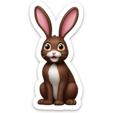 Chocolate rabbit with a bitten tail sticker