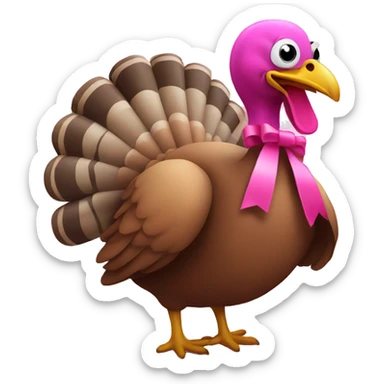 Turkey with a pink bow sticker