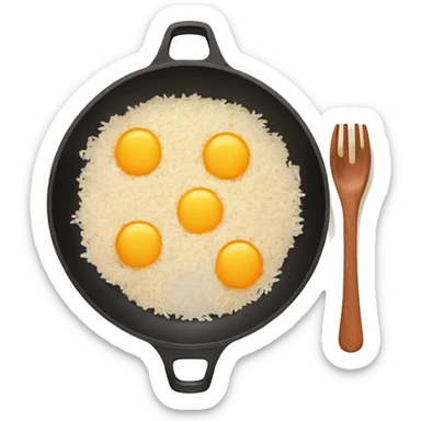 skillet with rice, peppers, and cheese sticker